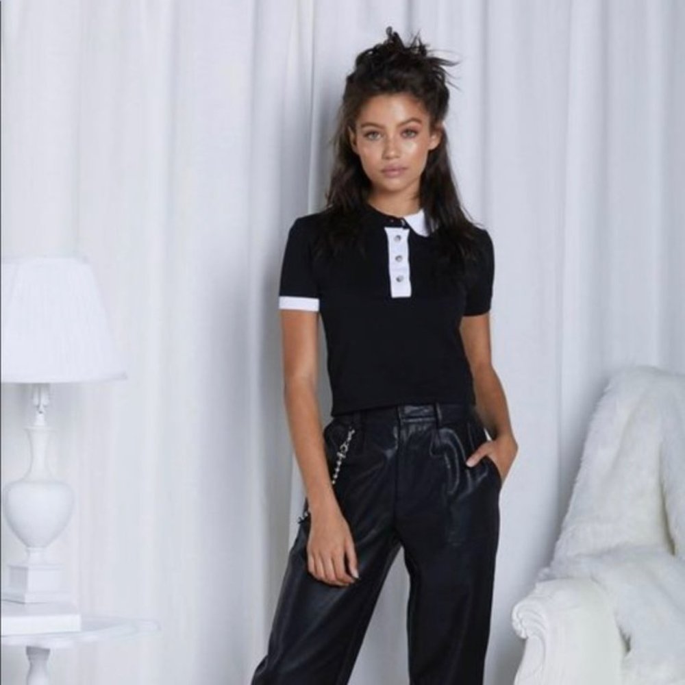 Eggie Black & White Polo, Large